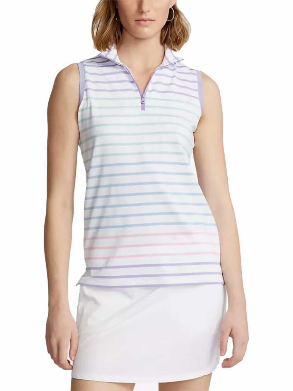 RLX Ralph Lauren Golf Women's Tailored Fit Stripe Airflow Sleeveless Polo Shirt